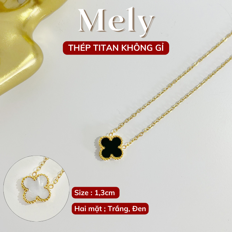 Dây chuyền Thép Titan hai mặt cỏ bốn lá TT114