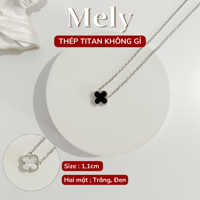 Dây chuyền Thép Titan hai mặt cỏ bốn lá TT114