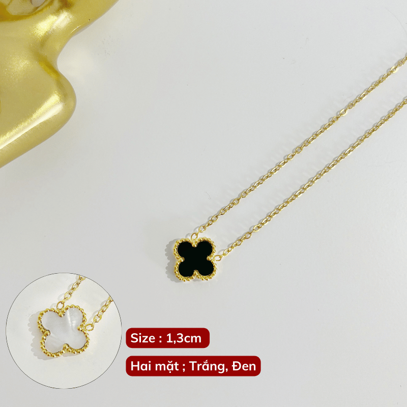 Dây chuyền Thép Titan hai mặt cỏ bốn lá TT114
