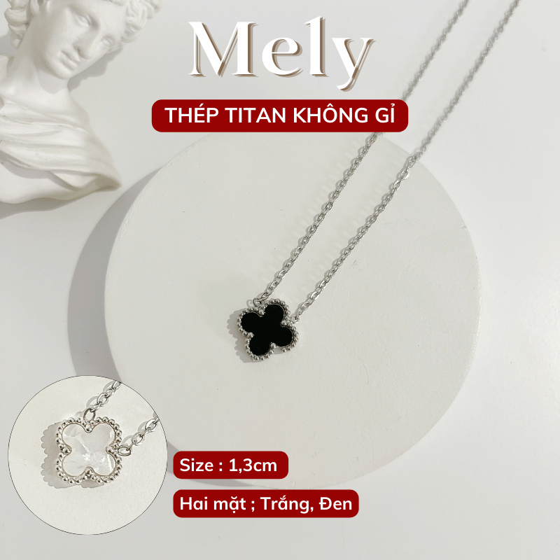 Dây chuyền Thép Titan hai mặt cỏ bốn lá TT114