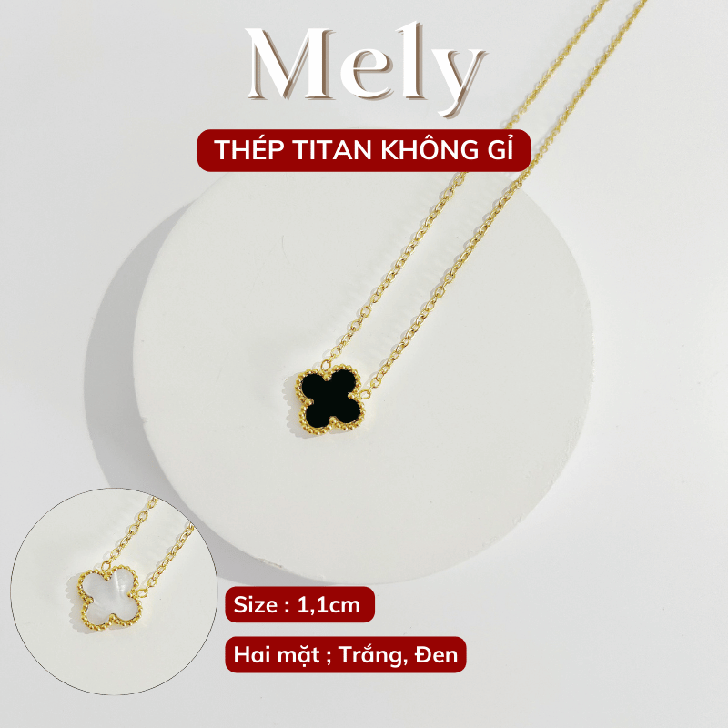 Dây chuyền Thép Titan hai mặt cỏ bốn lá TT114