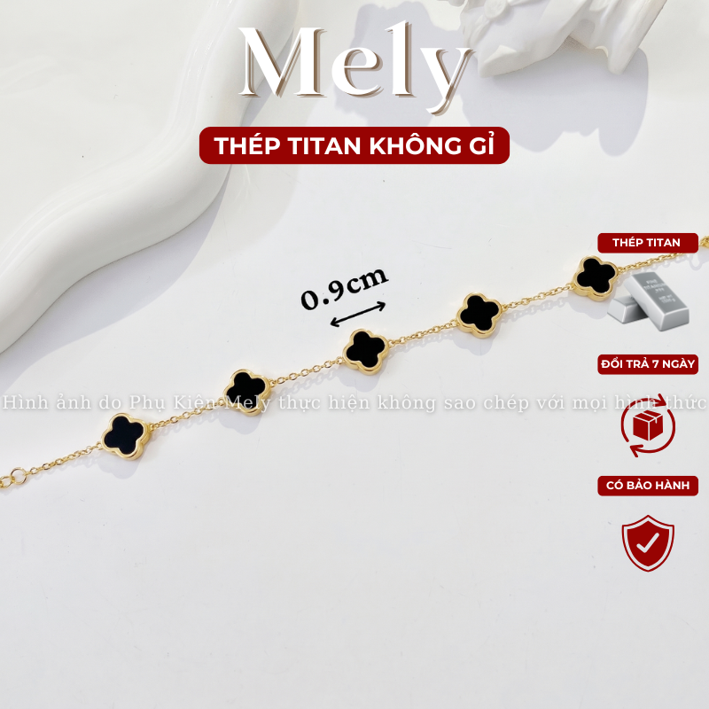 Dây chuyền Thép Titan hai mặt cỏ bốn lá TT114