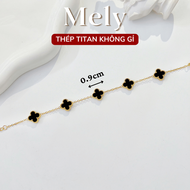 Vòng tay Thép Titan không gỉ cỏ bốn lá loại 1.3cm TT116