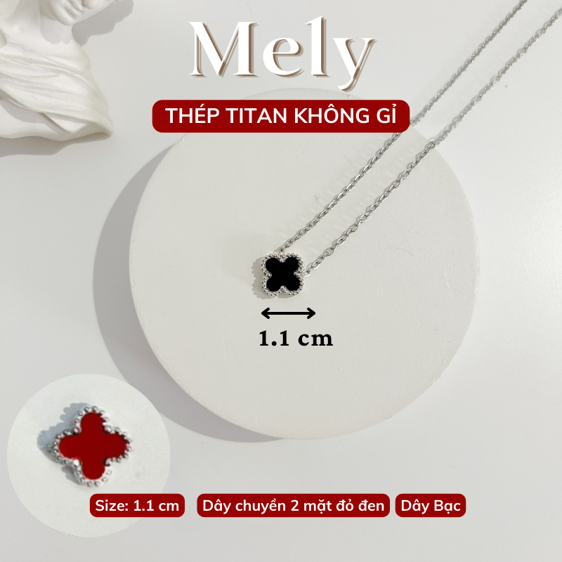 Dây chuyền Thép Titan hai mặt cỏ bốn lá TT114