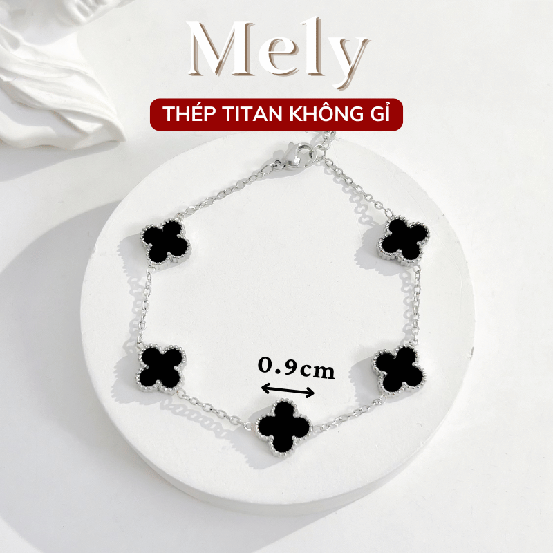 Vòng tay Thép Titan không gỉ cỏ bốn lá loại 1.3cm TT116