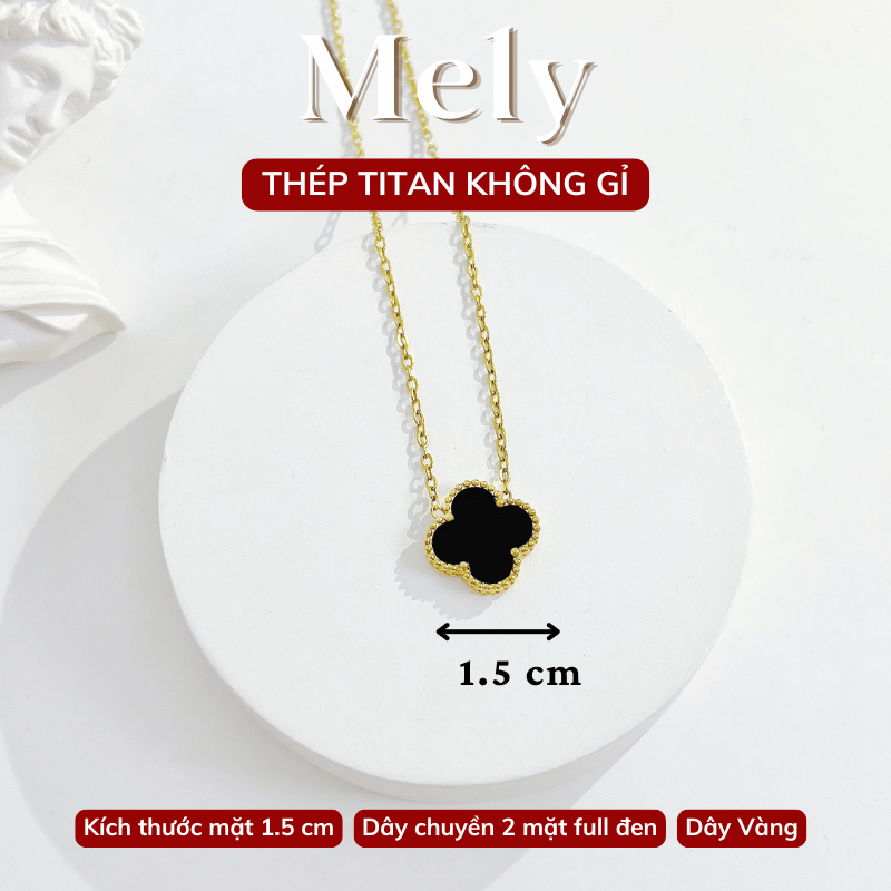 Dây chuyền Thép Titan hai mặt cỏ bốn lá TT114
