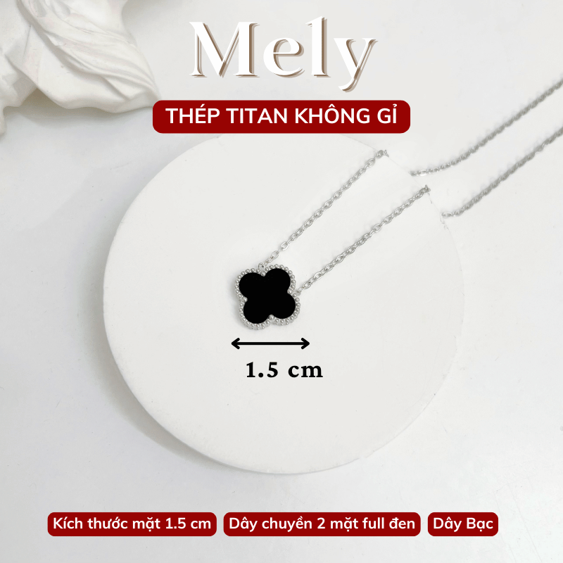 Dây chuyền Thép Titan hai mặt cỏ bốn lá TT114