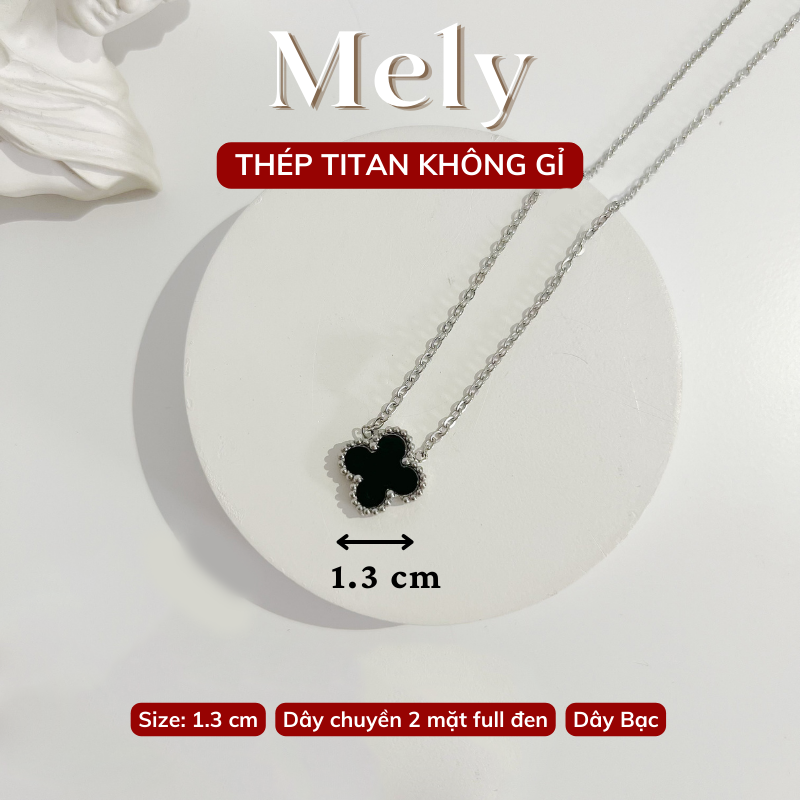 Dây chuyền Thép Titan hai mặt cỏ bốn lá TT114