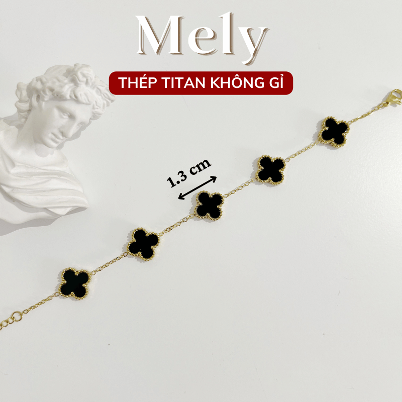Vòng tay Thép Titan không gỉ cỏ bốn lá loại 1.3cm TT116