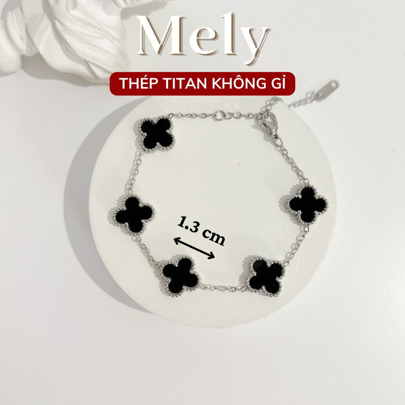 Vòng tay Thép Titan không gỉ cỏ bốn lá loại 1.3cm TT116