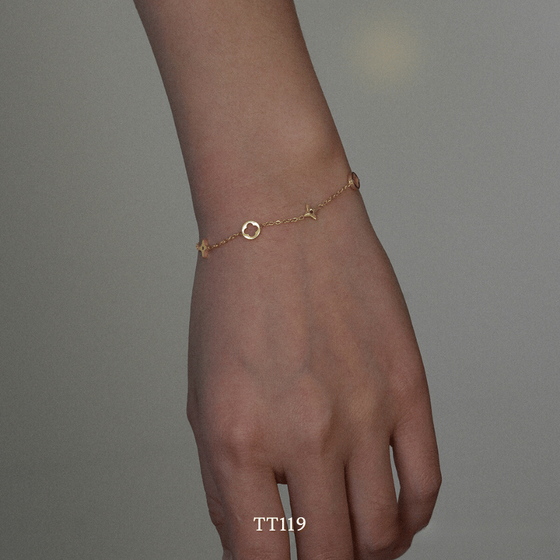 Vòng tay Thép Titan không gỉ cỏ bốn lá TT119