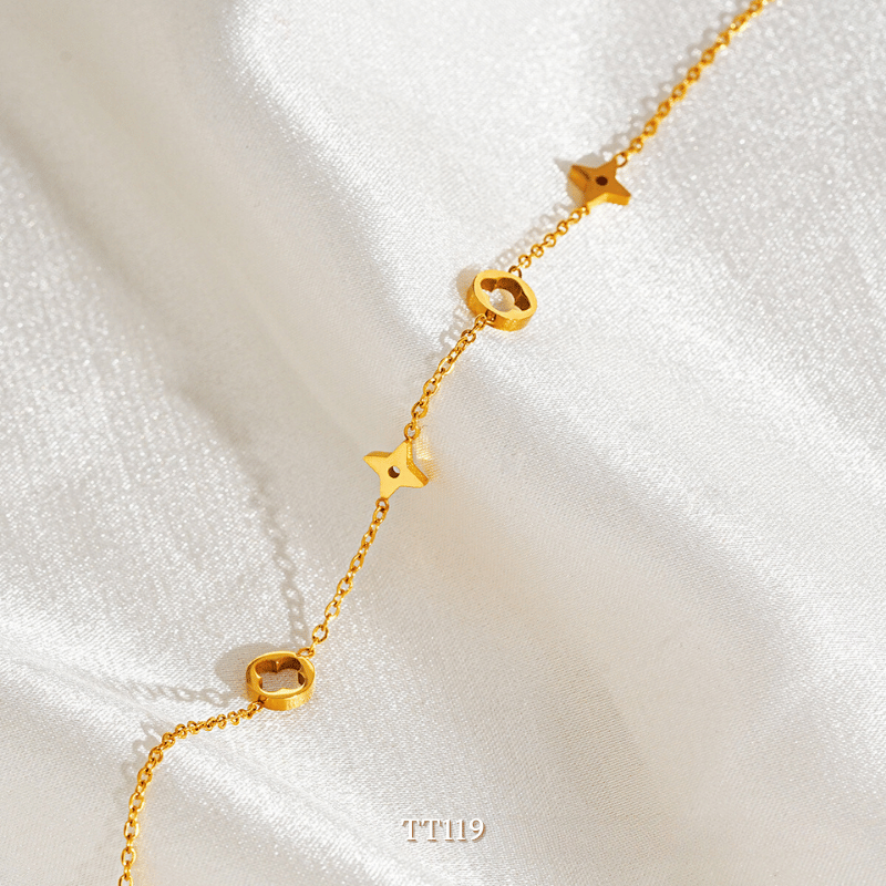 Vòng tay Thép Titan không gỉ cỏ bốn lá TT119