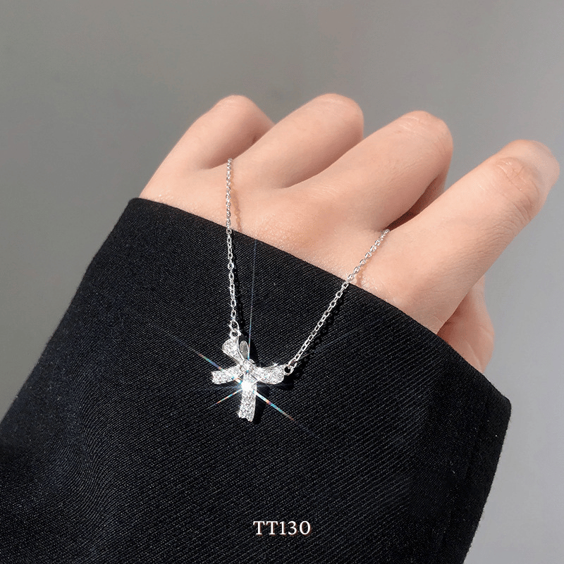 Dây chuyền, Vòng tay, Bông tai đính đá hình nơ TT130