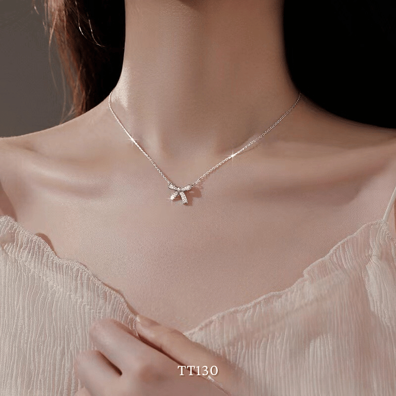 Dây chuyền, Vòng tay, Bông tai đính đá hình nơ TT130