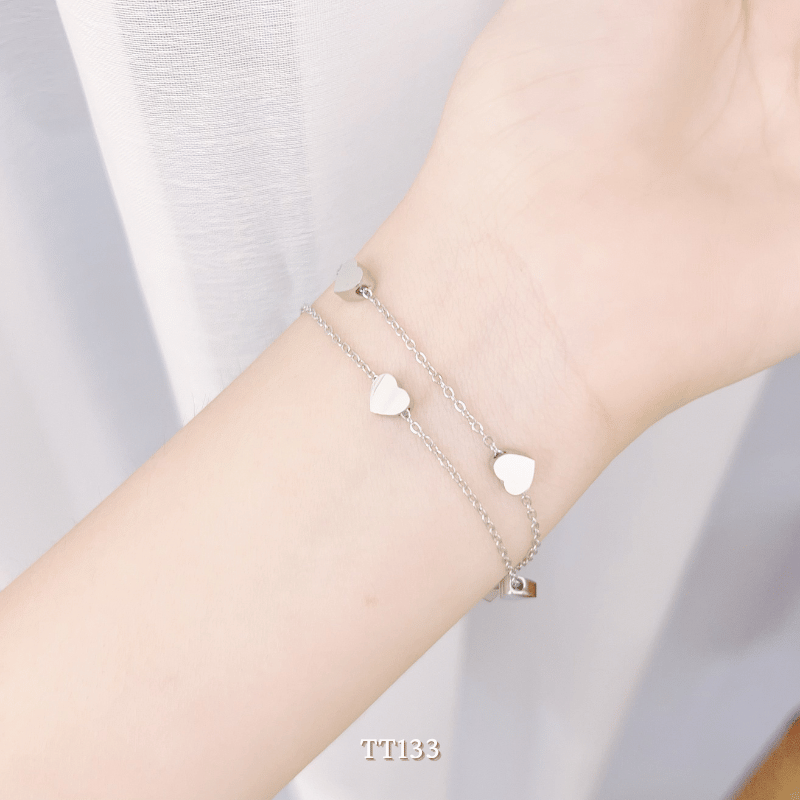 Vòng tay Thép Titan không gỉ hình tim TT133