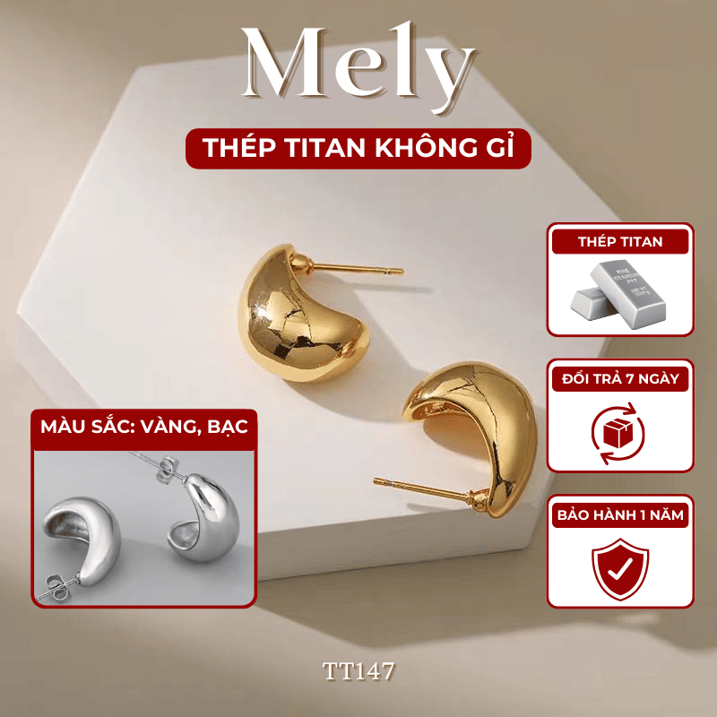 Bông tai Thép Titan không gỉ hình giọt nước TT147