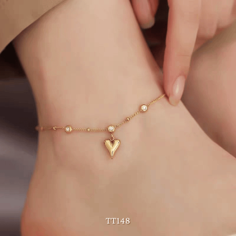 Lắc chân Thép Titan không gỉ hình tim TT148