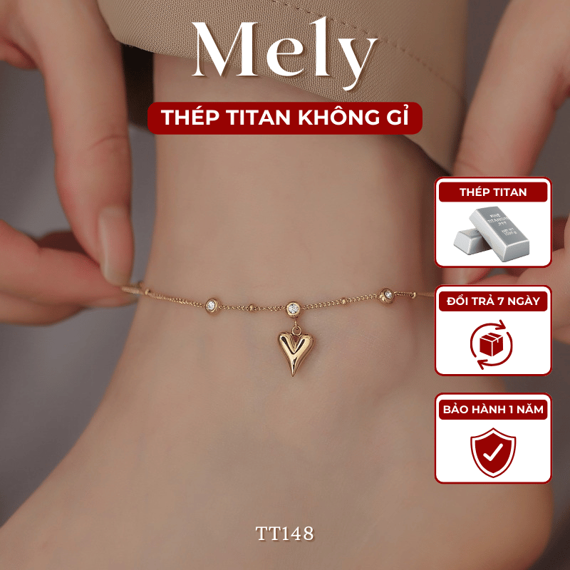 Lắc chân Thép Titan không gỉ hình tim TT148