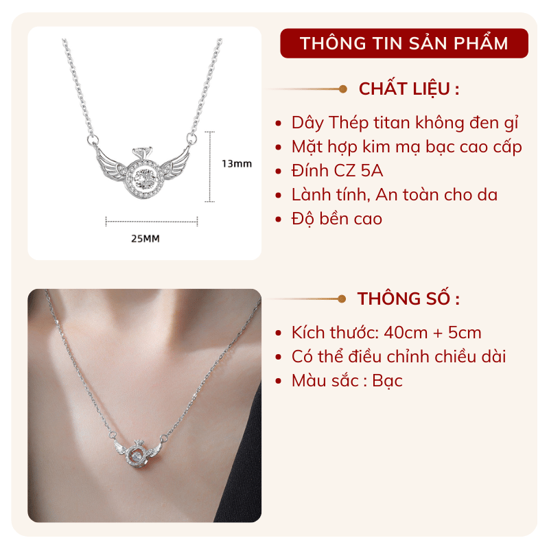 Dây chuyền đính đá cánh thiên thân TT153