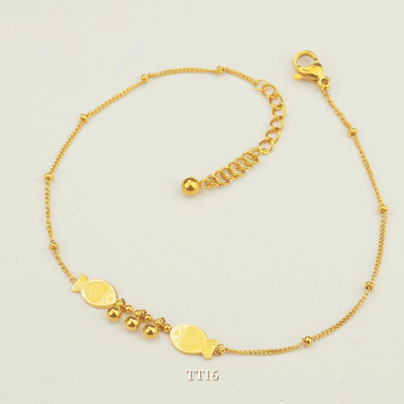 Lắc chân titan hình cá phong cách unisex thời trang Hàn Quốc TT16