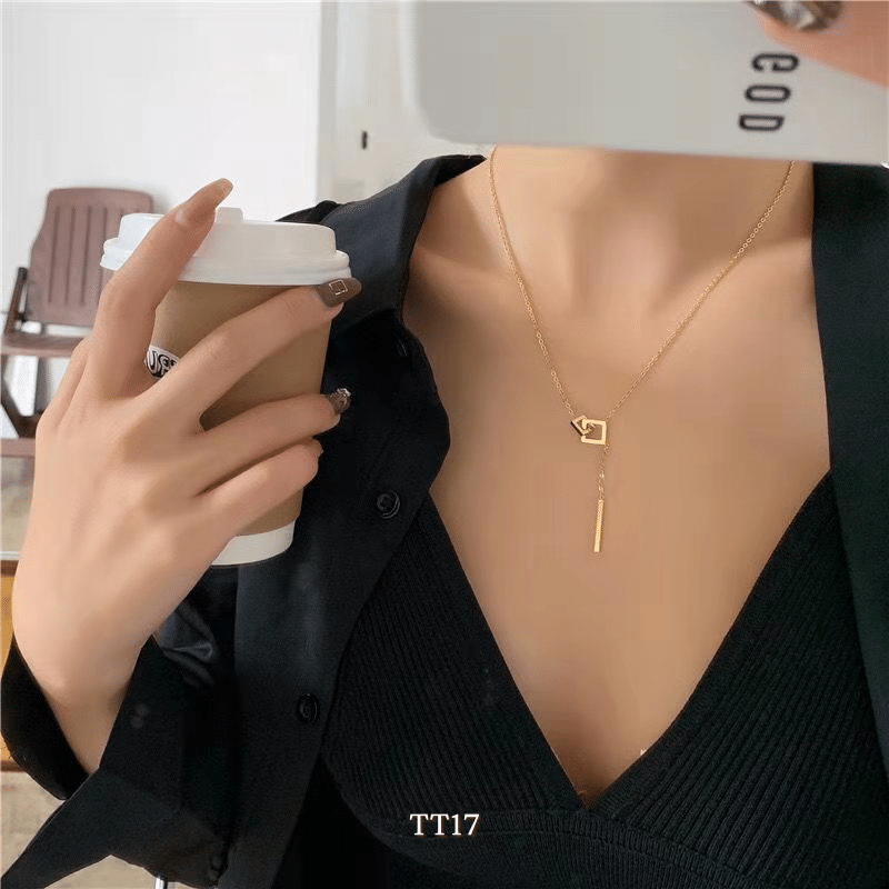 Dây chuyền titan vuông không đen nữ basic thời trang nữ tính TT17