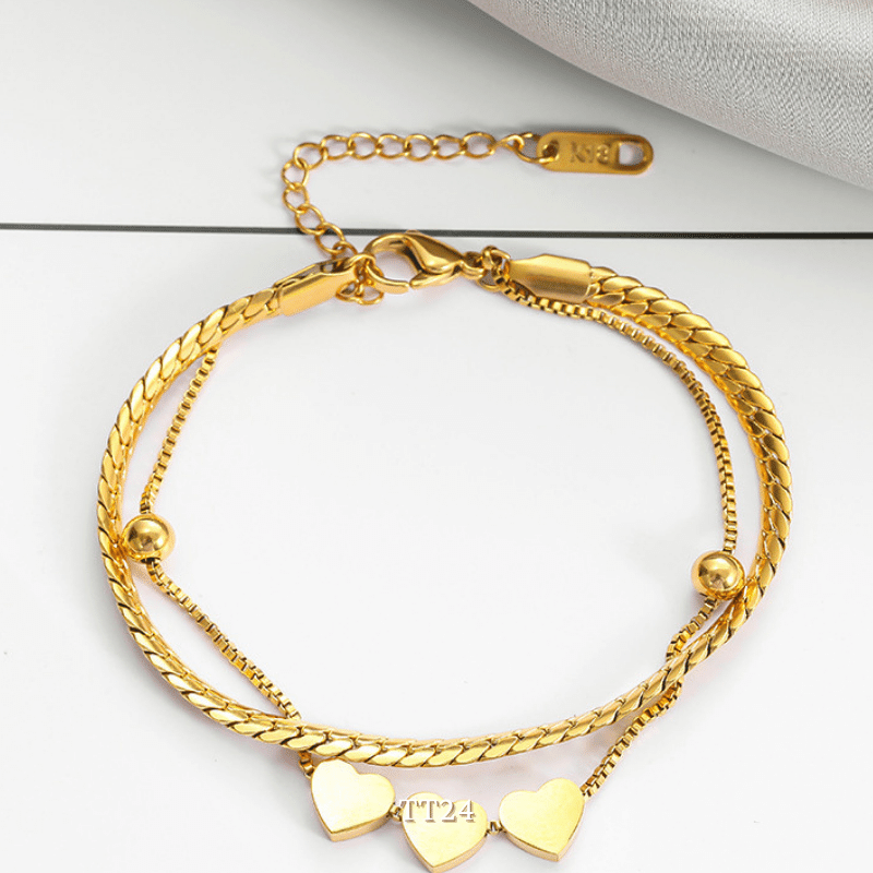 Vòng tay titan sợi đôi hình tim cá tính thời trang unisex TT24