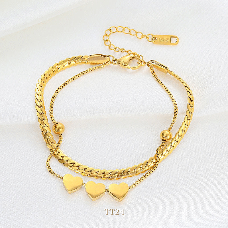 Vòng tay titan sợi đôi hình tim cá tính thời trang unisex TT24