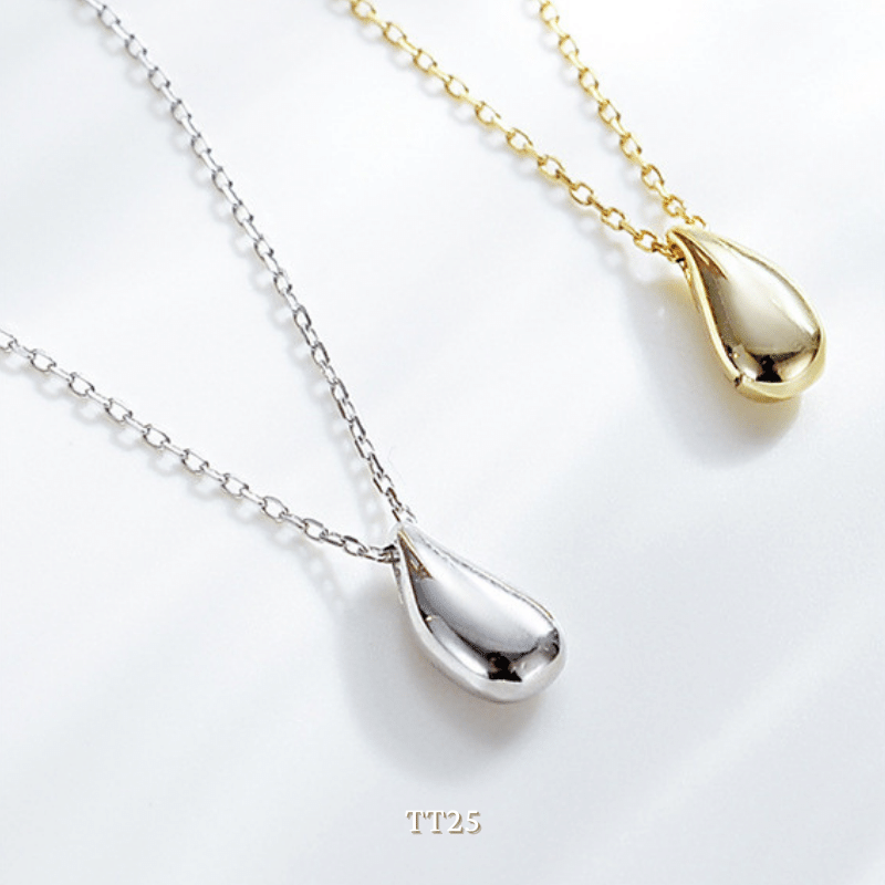 Dây chuyền nữ sợi mảnh mắt xích mặt giọt nước titan không đen gỉ TT25