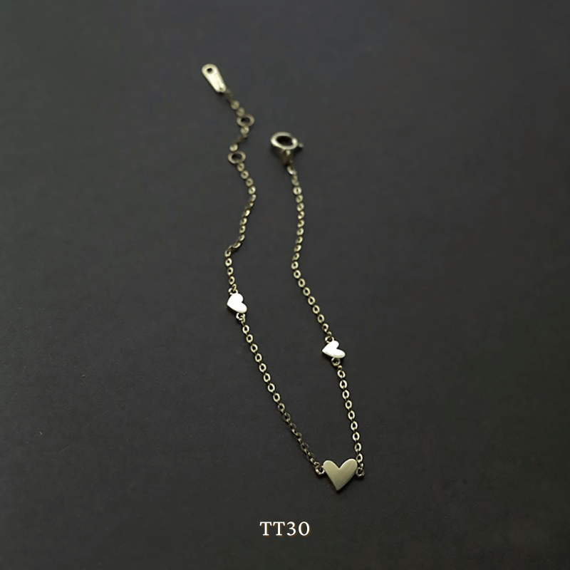 Vòng tay Thép Titan không gỉ hình tim sợi mỏng basic  TT30