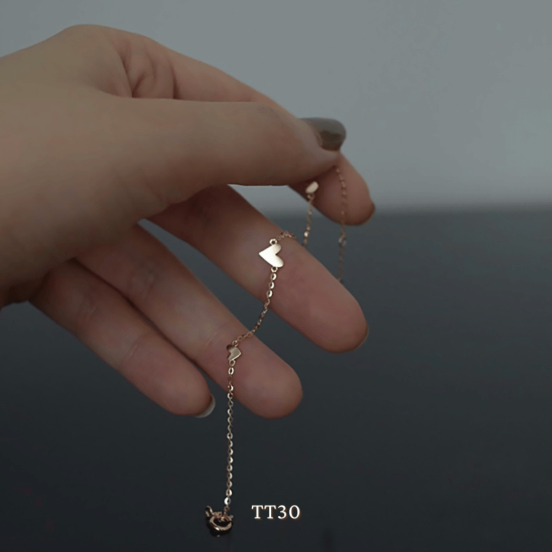 Vòng tay Thép Titan không gỉ hình tim sợi mỏng basic  TT30