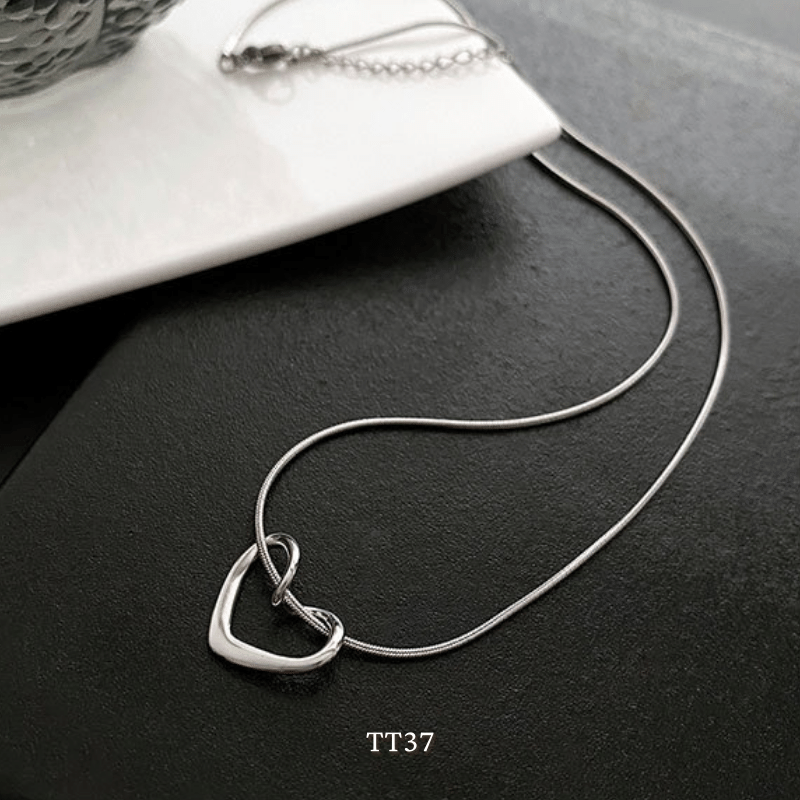 Dây chuyền nữ hình tim titan không đen gỉ phong cách unisex TT37