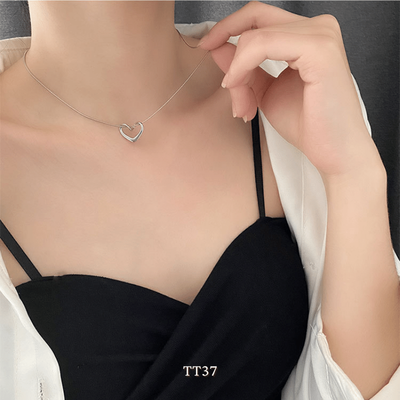 Dây chuyền nữ hình tim titan không đen gỉ phong cách unisex TT37