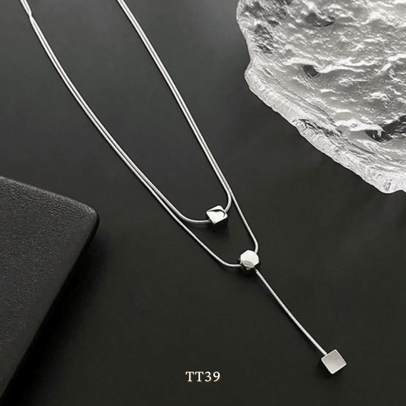 Dây chuyền nữ sợi đôi titan không đen gỉ phụ kiện trang sức unisex TT39