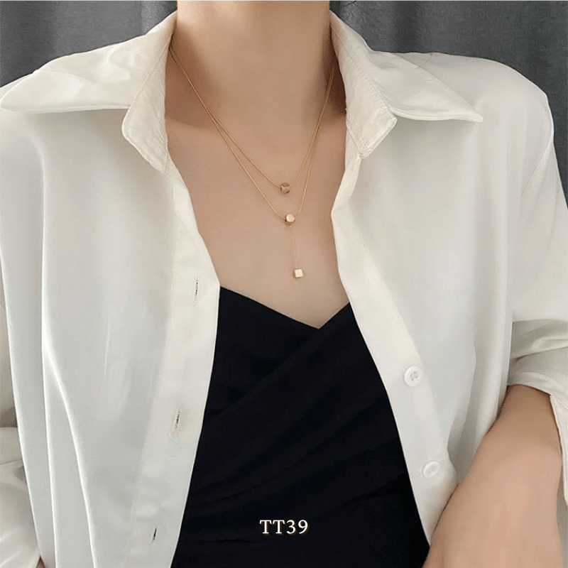 Dây chuyền nữ sợi đôi titan không đen gỉ phụ kiện trang sức unisex TT39