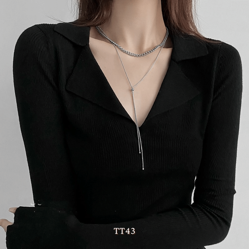 Dây chuyền mắt xích sợi đôi titan không đen gỉ phụ kiện trang sức cá tính TT43