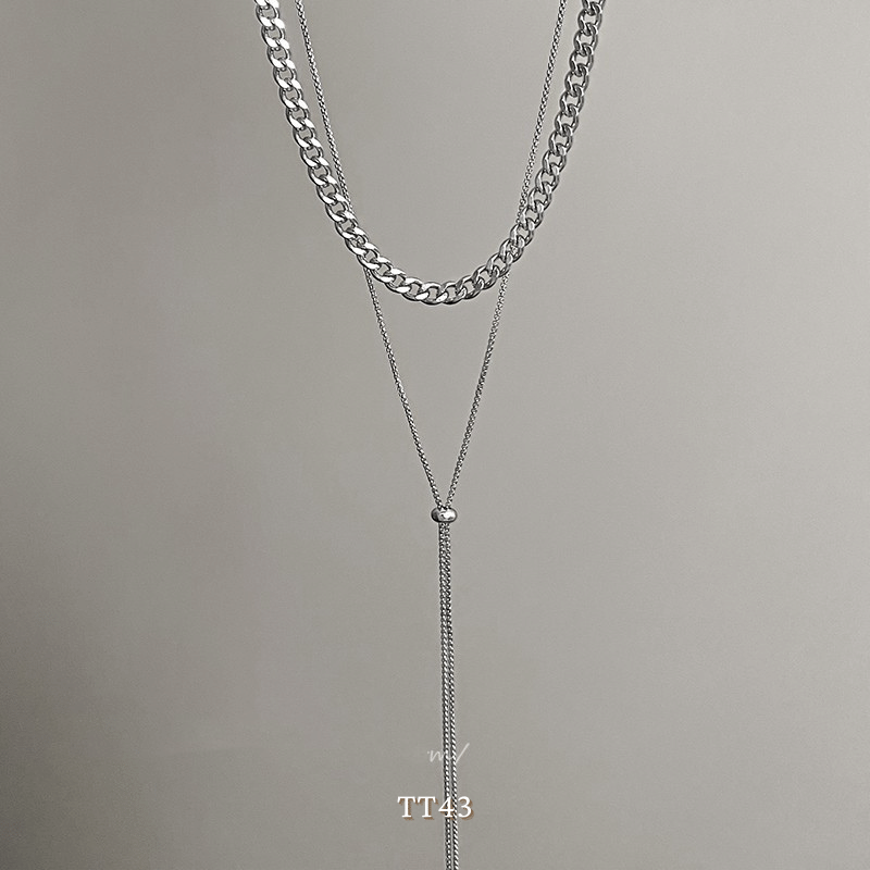 Dây chuyền mắt xích sợi đôi titan không đen gỉ phụ kiện trang sức cá tính TT43