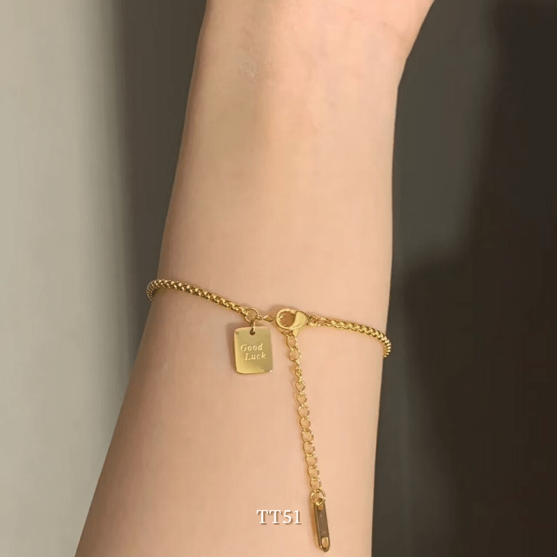 [KHÔNG ĐEN GỈ] Vòng tay thép Titan Unisex thiết kế họa tiết GOOD LUCK thời trang Hàn Quốc TT51