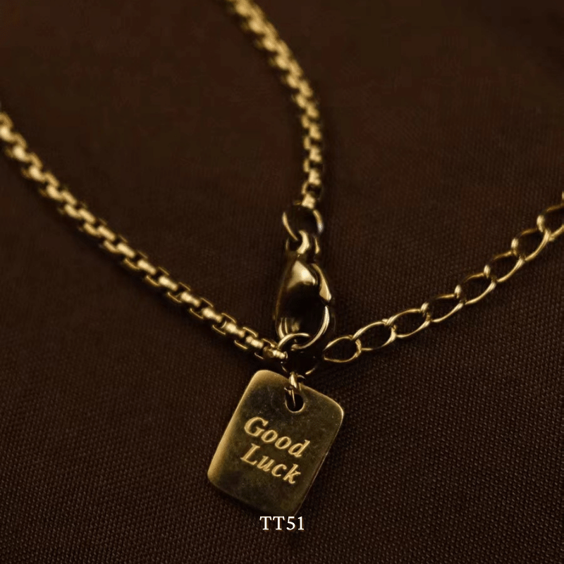 [KHÔNG ĐEN GỈ] Vòng tay thép Titan Unisex thiết kế họa tiết GOOD LUCK thời trang Hàn Quốc TT51