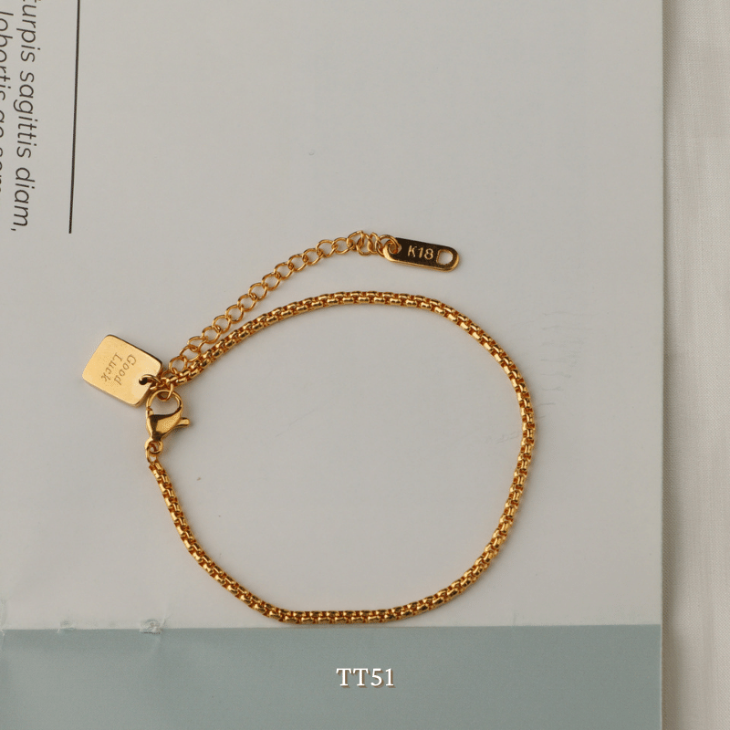 [KHÔNG ĐEN GỈ] Vòng tay thép Titan Unisex thiết kế họa tiết GOOD LUCK thời trang Hàn Quốc TT51