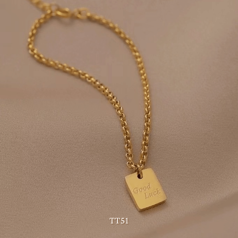 [KHÔNG ĐEN GỈ] Vòng tay thép Titan Unisex thiết kế họa tiết GOOD LUCK thời trang Hàn Quốc TT51