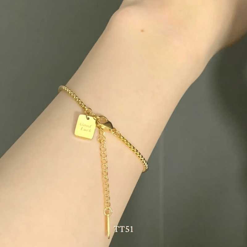 [KHÔNG ĐEN GỈ] Vòng tay thép Titan Unisex thiết kế họa tiết GOOD LUCK thời trang Hàn Quốc TT51