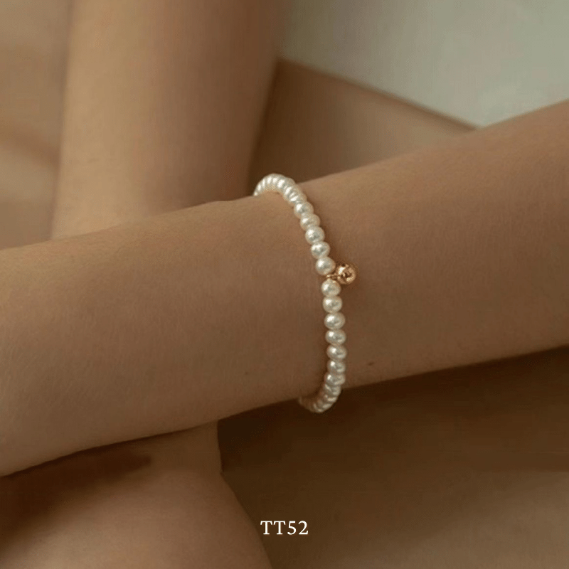 Vòng tay ngọc trai nhân tạo thiết kế dạng bi vàng sang trọng thời trang dành cho nữ TT52