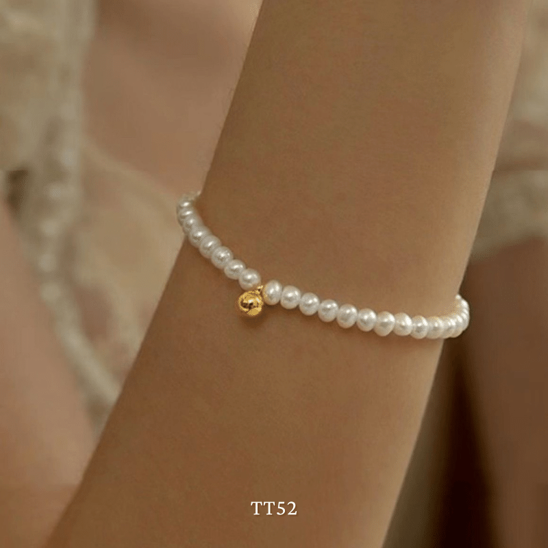 Vòng tay ngọc trai nhân tạo thiết kế dạng bi vàng sang trọng thời trang dành cho nữ TT52