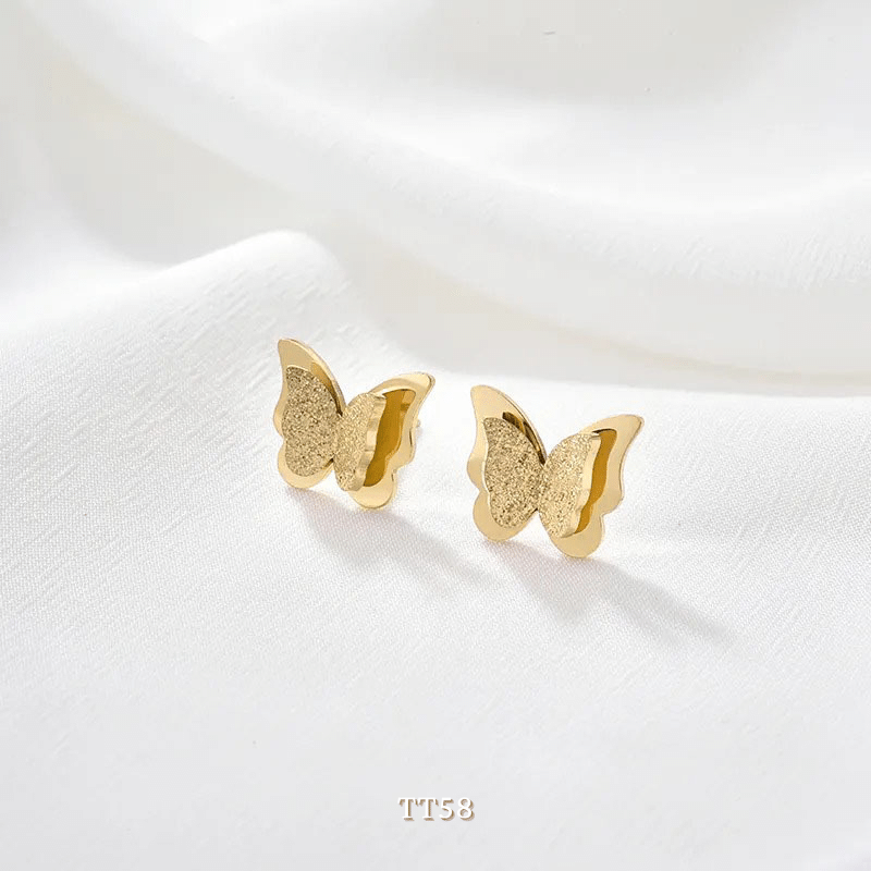Bông tai mạ vàng nữ hình hồ điệp 2 lớp sang trọng phong cách Hàn Quốc - TT58