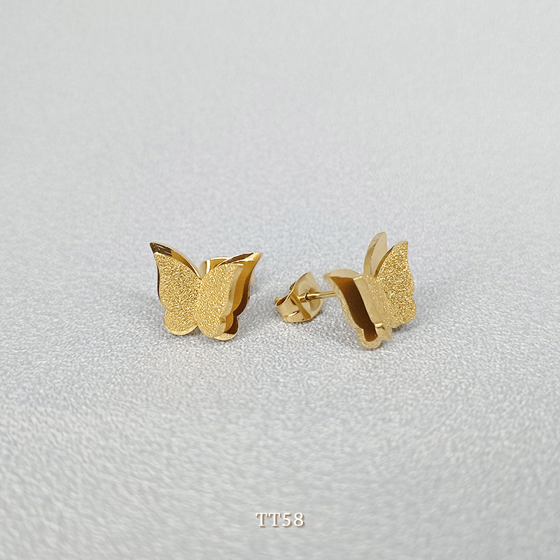 Bông tai mạ vàng nữ hình hồ điệp 2 lớp sang trọng phong cách Hàn Quốc - TT58