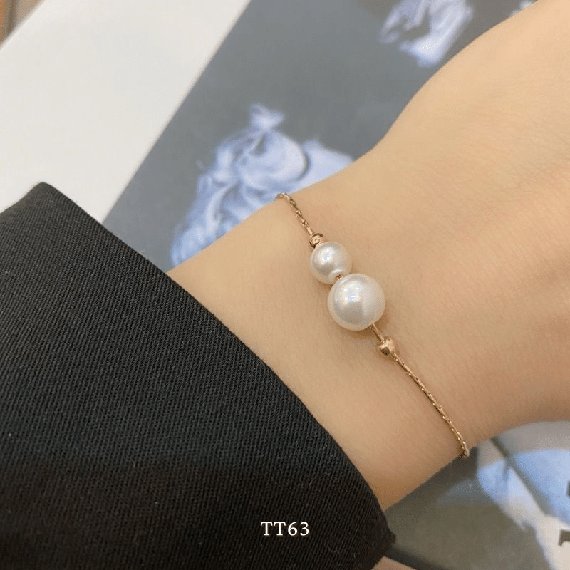 [KHÔNG ĐEN GỈ] Vòng tay thép Titan phối ngọc trai nhân tạo cao cấp phụ kiện thời trang - TT63