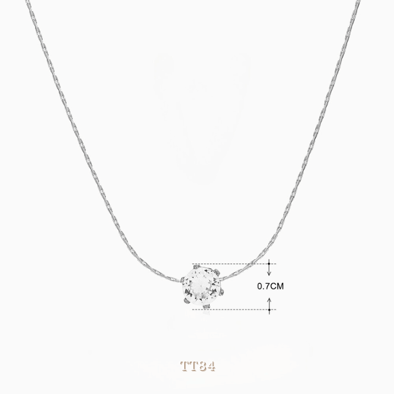Dây chuyền mạ bạc đính đá tròn cao cấp thiết kế đơn giản tinh tế sợi mảnh thời trang - TT84