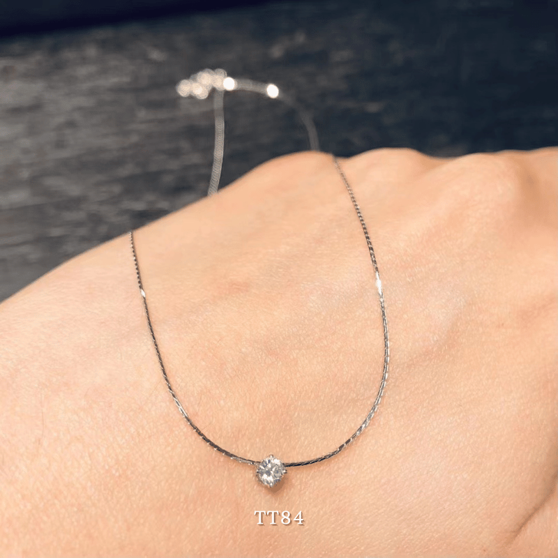 Dây chuyền mạ bạc đính đá tròn cao cấp thiết kế đơn giản tinh tế sợi mảnh thời trang - TT84