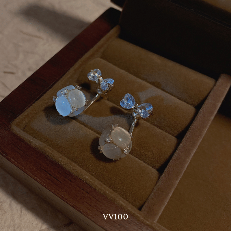 Bông tai nơ đính đá thời trang nữ tính dịu dàng Mely VV100