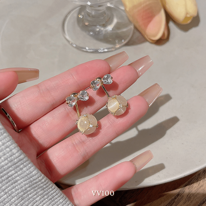Bông tai nơ đính đá thời trang nữ tính dịu dàng Mely VV100